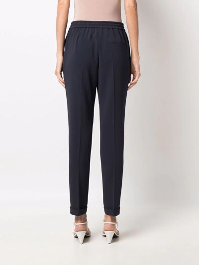 Shop Hugo Boss Drawstring Tapered Trousers In Blue