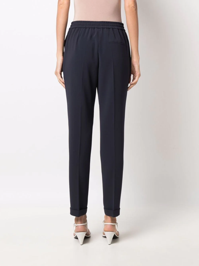 Hugo Boss Drawstring Tapered Trousers In Blue