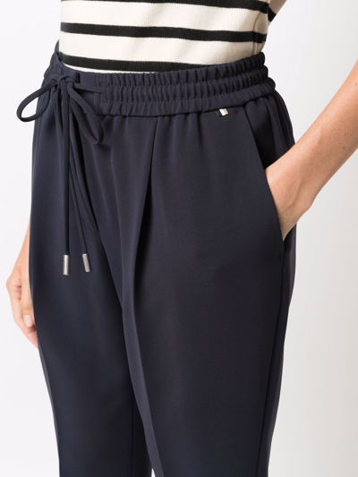Hugo Boss Drawstring Tapered Trousers In Blue