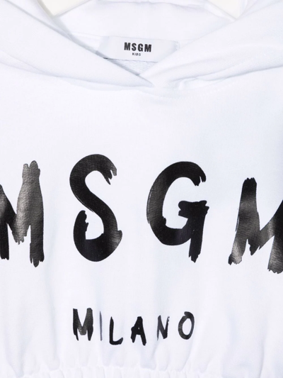 MSGM LOGO-PRINT HOODED T-SHIRT 