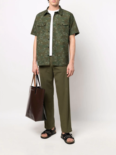 Shop Apc Floral-print Short-sleeve Shirt In Green