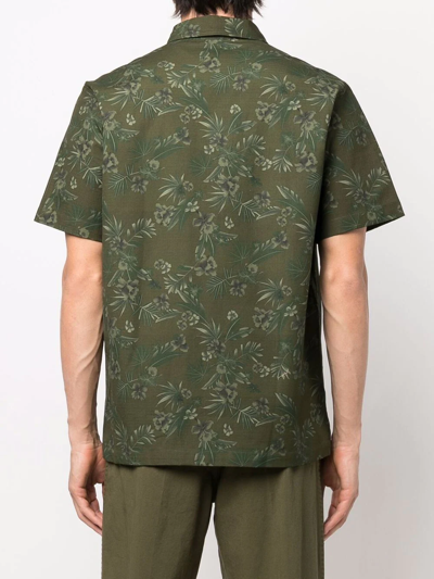 Shop Apc Floral-print Short-sleeve Shirt In Green