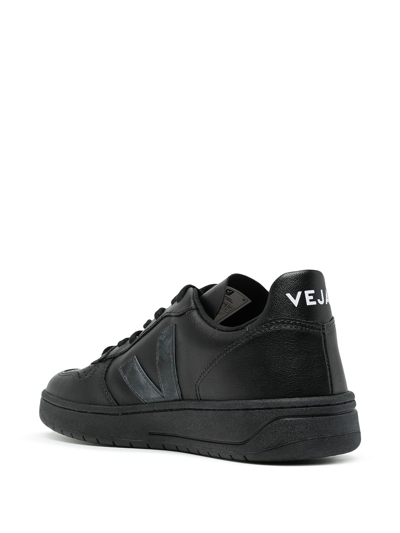 Shop Veja V-10 Low Top Sneakers In Black