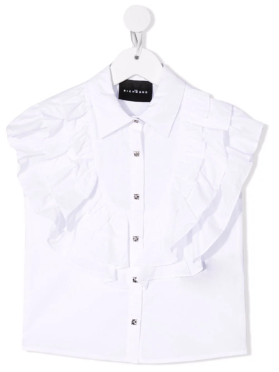 Shop John Richmond Junior Ruffle-trimmed Sleeveless Shirt In White