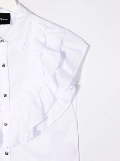 Shop John Richmond Junior Teen Ruffle-trimmed Sleeveless Shirt In White