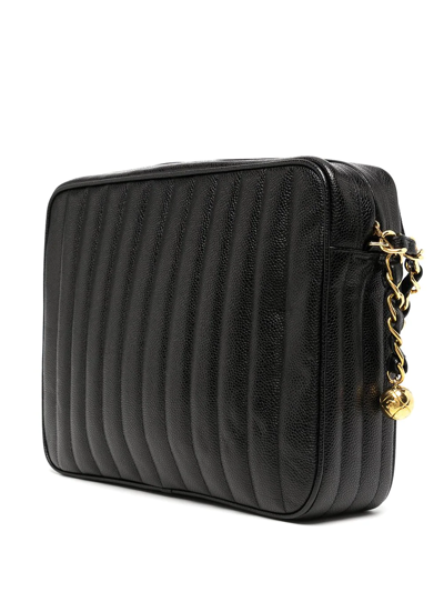 Pre-owned Chanel 1995 Jumbo Mademoiselle Square-shaped Shoulder Bag In Black