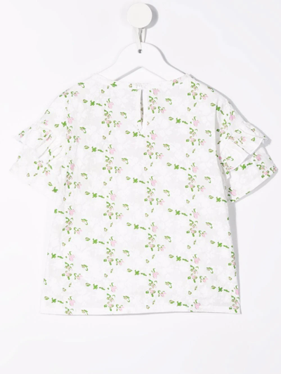 Shop Philosophy Di Lorenzo Serafini Floral-print Cotton T-shirt In D009 Bianca