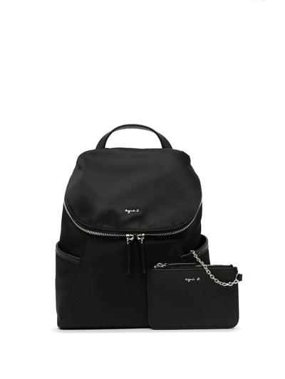 Shop Agnès B. Logo Zip Backpack In Black