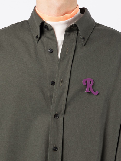 Shop Raf Simons Logo-plaque Brooch Pin In Purple