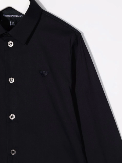 Shop Emporio Armani Teen Button Down Shirt In Black