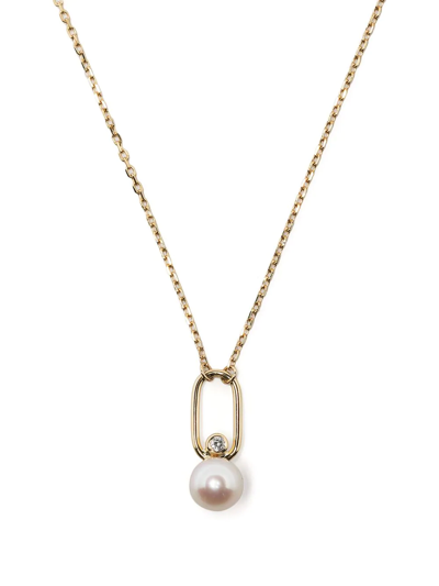 Shop Ruifier 18kt Yellow Gold Astra Moonlight Pearl And Diamond Pendant Necklace