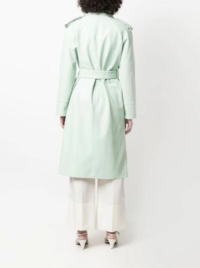 Shop Themoirè Nappa Leather Belted Trench Coat In Green