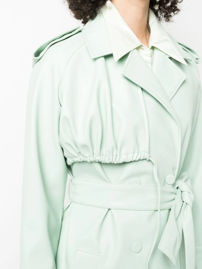 Themoirè Nappa Leather Belted Trench Coat In Green