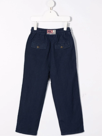 Shop Mc2 Saint Barth Elasticated Linen Trousers In Blue