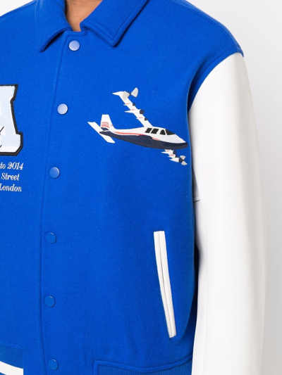 Shop Axel Arigato Mayday Varsity Bomber Jacket In Blue