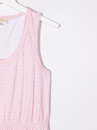 Shop Michael Kors Teen Cotton Monogram-print Dress In Pink