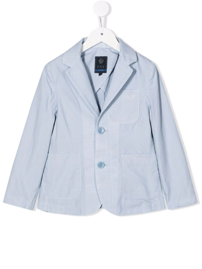 Fay Teen Logo Single-breasted Blazer In Blue