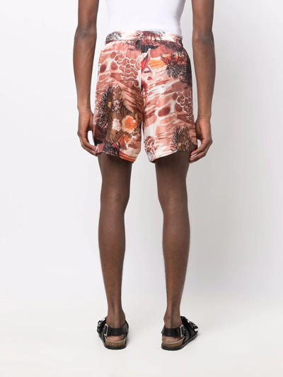 Shop Amiri Patterned Silk Drawstring Shorts In Pink