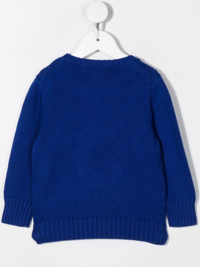 Shop Ralph Lauren Polo Bear Knitted Jumper In Blue