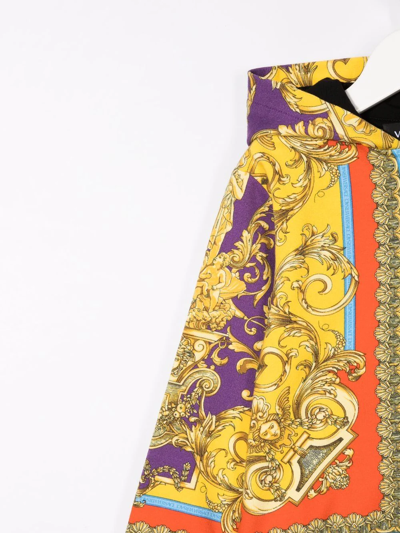 Shop Versace Baroque Pattern-print Zip-up Hoodie In Yellow