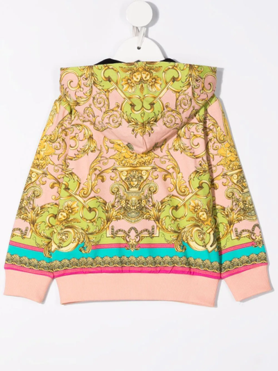 Shop Versace Baroque Pattern-print Pullover Hoodie In Green