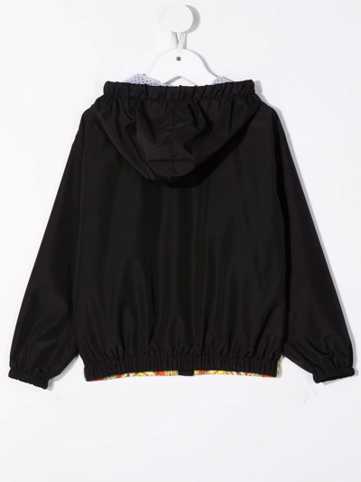 Shop Versace Baroque Pattern-print Zip-up Hoodie In Black