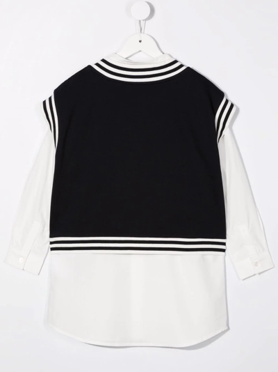 Moncler Teen Two-piece Long-sleeve Shirt Dress In White