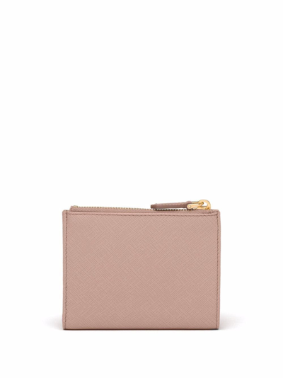 Prada Logo-lettering Compact Wallet In Pink