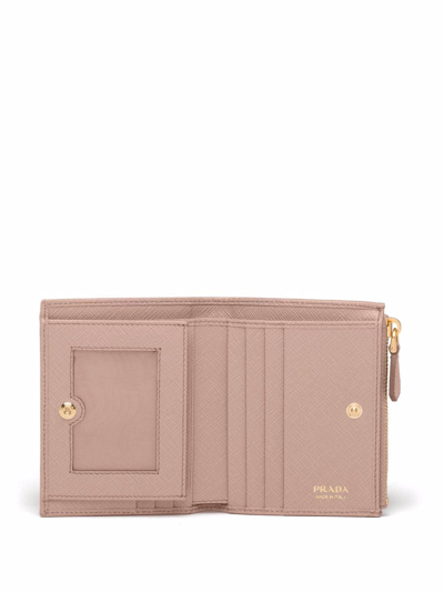 Prada Logo-lettering Compact Wallet In Pink