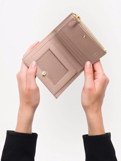 Prada Logo-lettering Compact Wallet In Pink