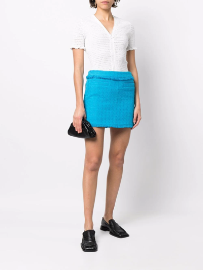 Shop Proenza Schouler White Label Tweed Knitted Mini Skirt In Blue