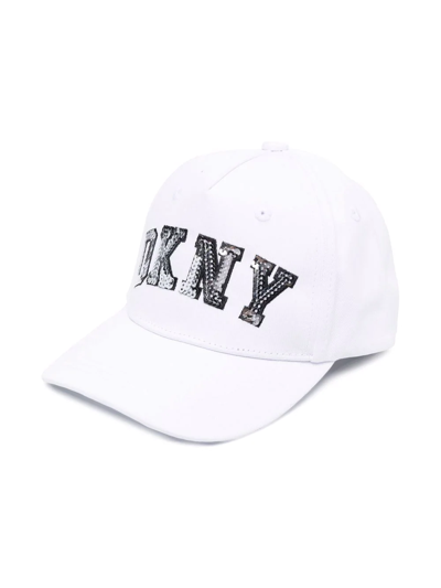 Shop Dkny Embroidered-logo Baseball Cap In White