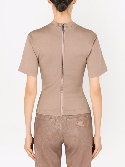 Dolce & Gabbana Corset-style Cotton T-shirt In Neutrals