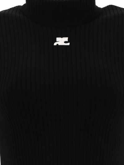 Shop Courrèges Short-sleeved Sweater In Black  