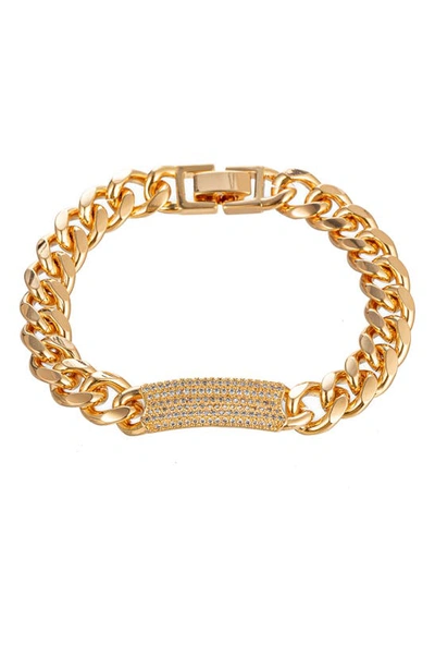 Shop Eye Candy Los Angeles Valarie Cuban Cubic Zirconia Name Tag Bracelet In Gold