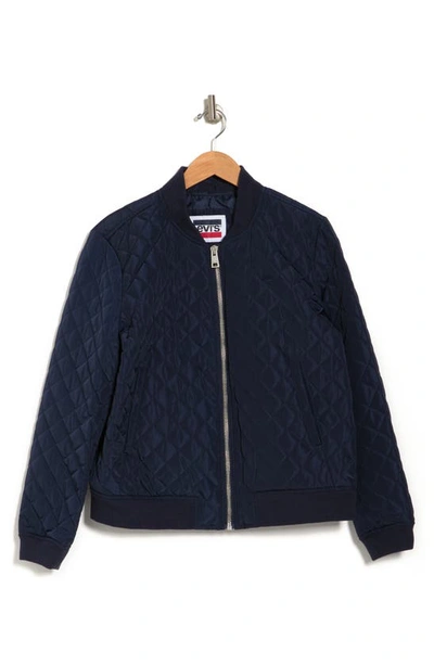 Shop Levi's Quilted Bomber Jacket In Navy