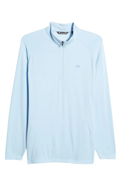 Travismathew Networking Quarter Zip Fleece Pullover In Powder Blue