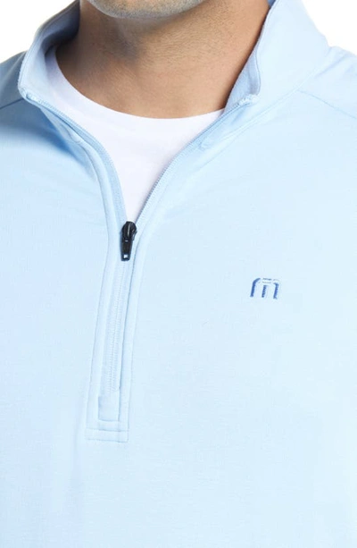 Travismathew Networking Quarter Zip Fleece Pullover In Powder Blue