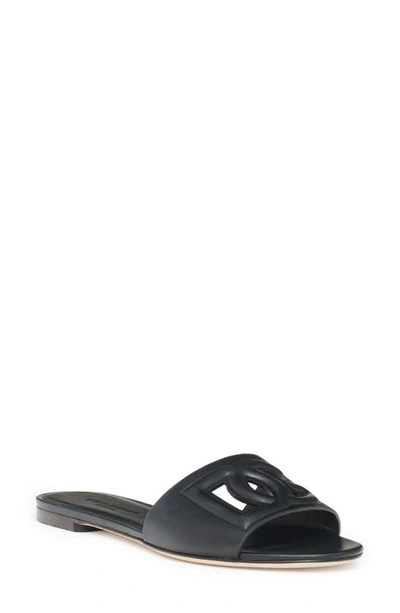 Shop Attico Bianca Interlock Slide Sandal In Black