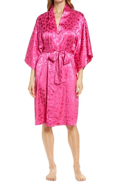 Shop Natori Decadence Jacquard Satin Robe In Tropical Pink