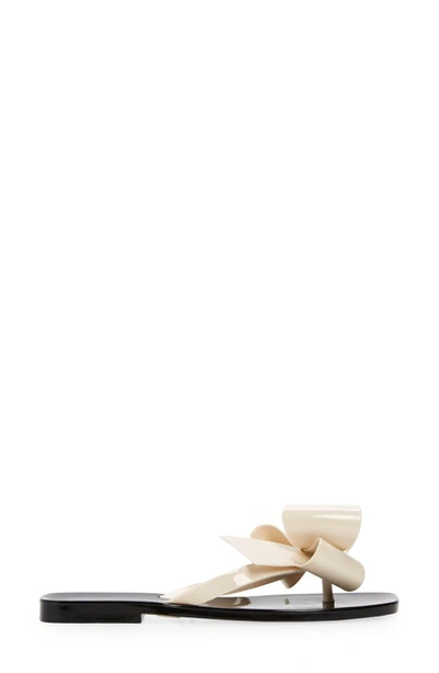 Jeffrey Campbell Sugary Flip Flop In Cream Shiny Black Shiny