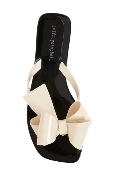 Jeffrey Campbell Sugary Flip Flop In Cream Shiny Black Shiny
