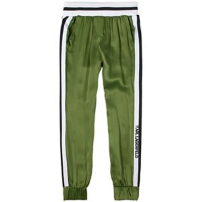 Shop Karl Lagerfeld Kids Green Logo Sweatpants