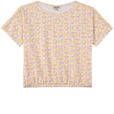 Shop Kenzo Kids Cream Short Sleeved T-shirt