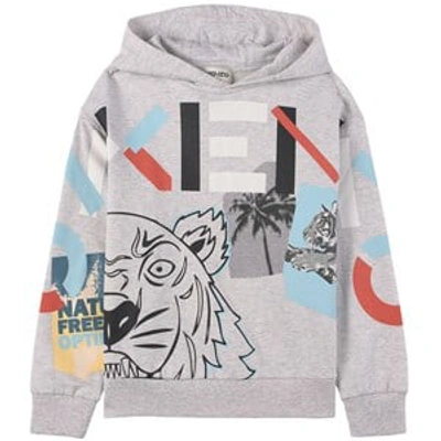 Shop Kenzo Kids Grey Pattern Hooded Sweatshirt
