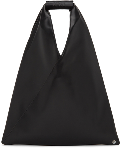 Shop Mm6 Maison Margiela Black Small Faux-leather Triangle Tote In T8013 Black