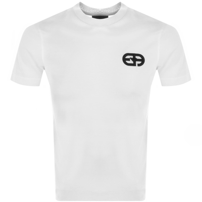 Shop Armani Collezioni Emporio Armani Crew Neck Logo T Shirt White