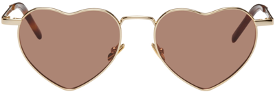 Shop Saint Laurent Gold New Wave Sl 301 Loulou Sunglasses In 012 Gold