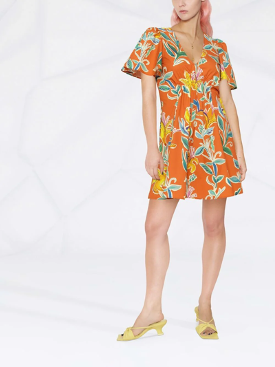 Shop La Doublej Floral-print Mini Dress In Orange