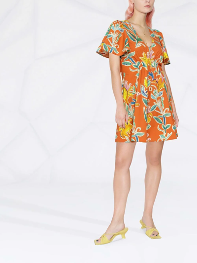 Shop La Doublej Floral-print Mini Dress In Orange